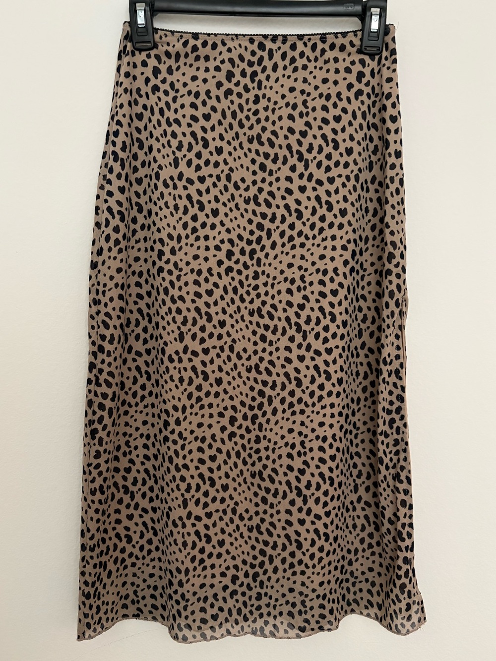 URBAN Romantics Beige and Black Leopard Print Midi Skirt
